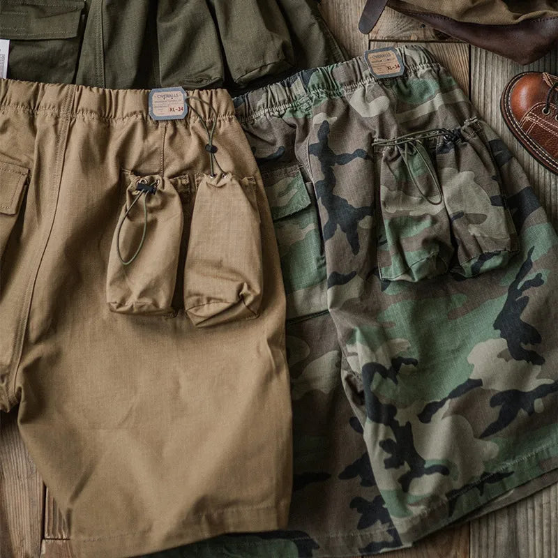 Multi-Pocket Cotton Hiking Capri Shorts