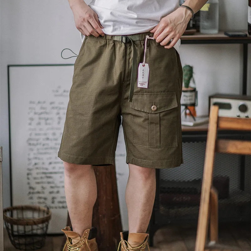 Multi-Pocket Cotton Hiking Capri Shorts