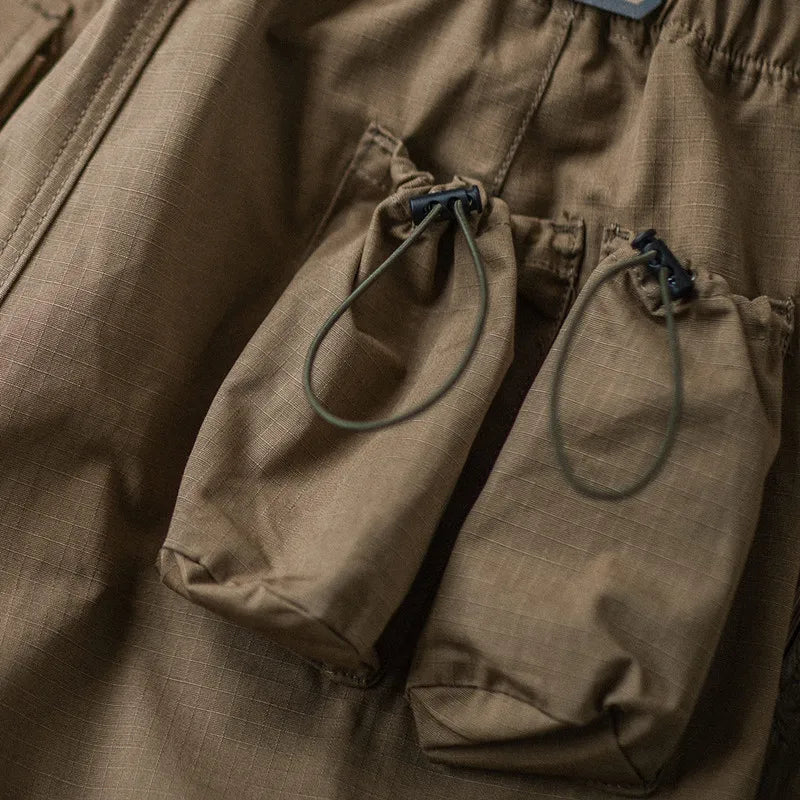 Multi-Pocket Cotton Hiking Capri Shorts