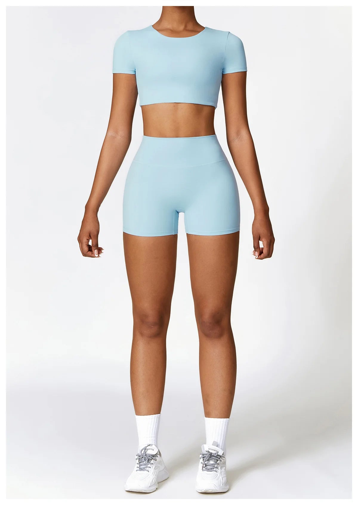 Seamless Harmony Yoga Set - Short Sleeve Tee & Shorts