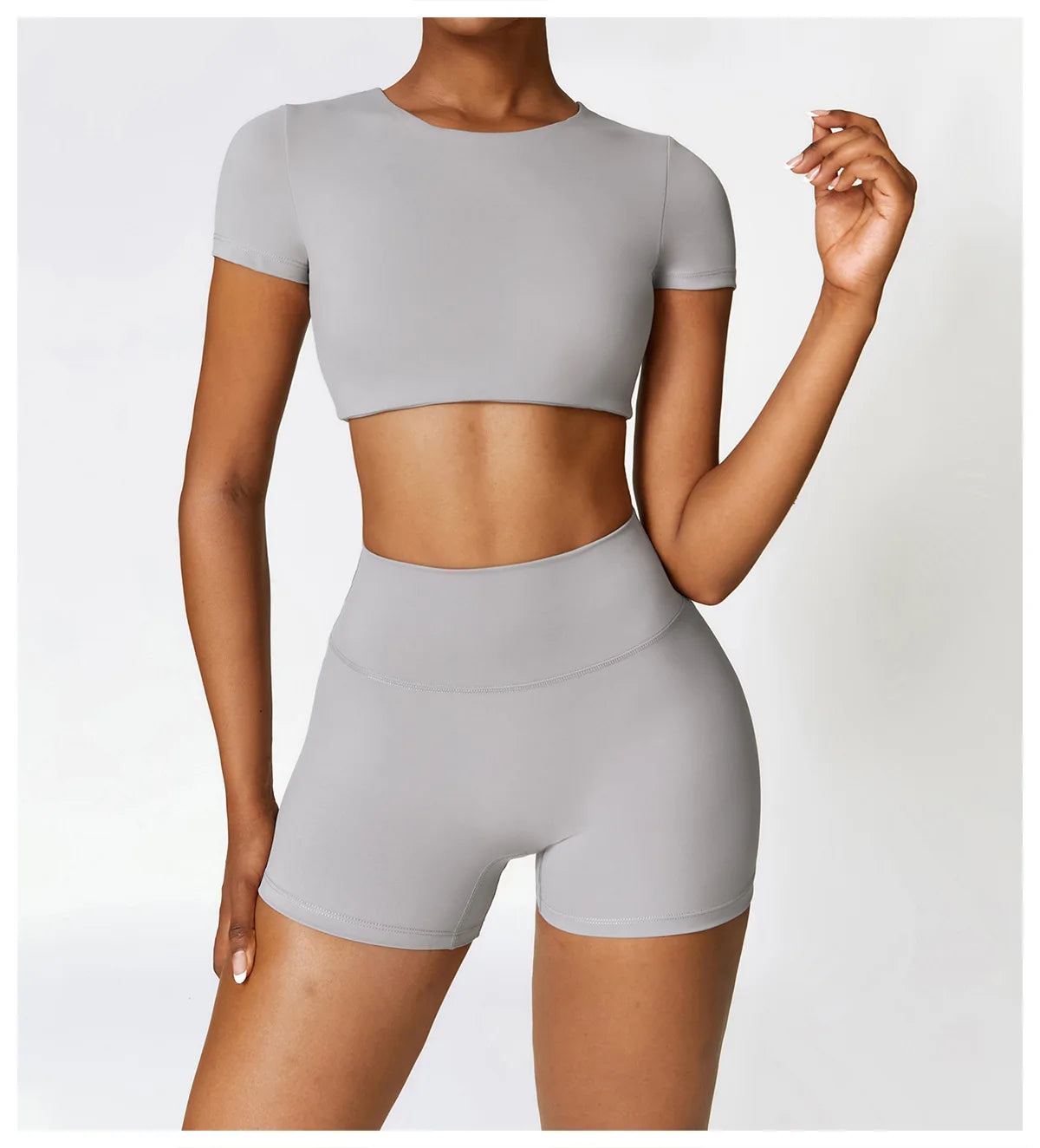 Seamless Harmony Yoga Set - Short Sleeve Tee & Shorts