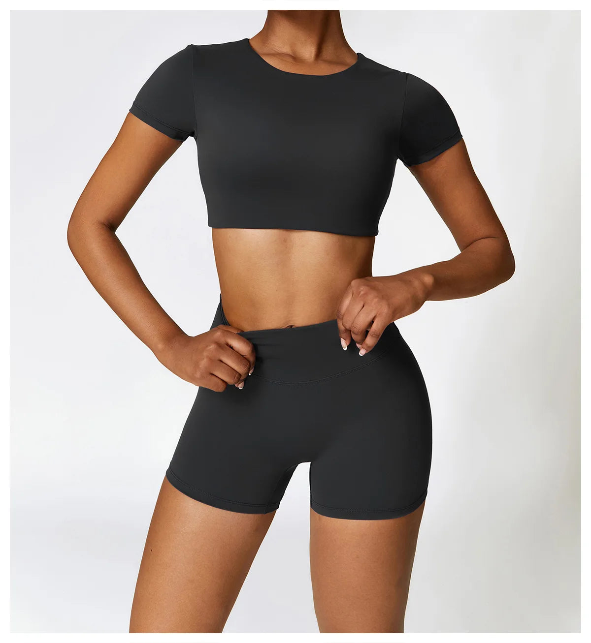 Seamless Harmony Yoga Set - Short Sleeve Tee & Shorts