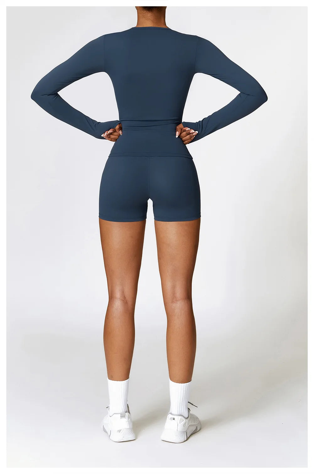 Seamless Harmony Yoga Set - Long Sleeve Tee & Shorts